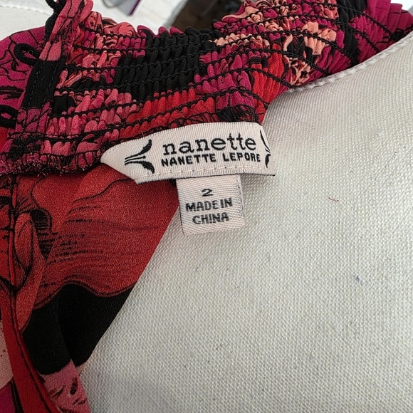 Nanette Lepore Smock Neck and Waist Floral Dress Valentines Day Outfit Size 2 - Picture 5 of 8